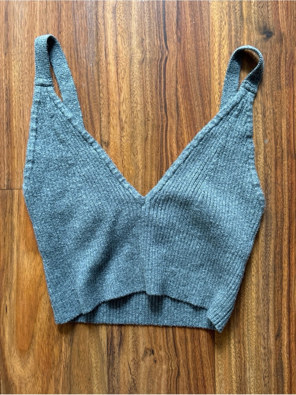 Gilly Hicks Gray Ribbed V-Neck Knit Camisole